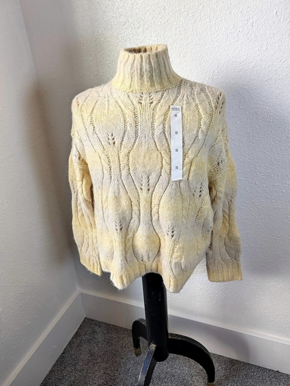 a.n.a Cable Knit Turtleneck Sweater Cream Size XS NWT